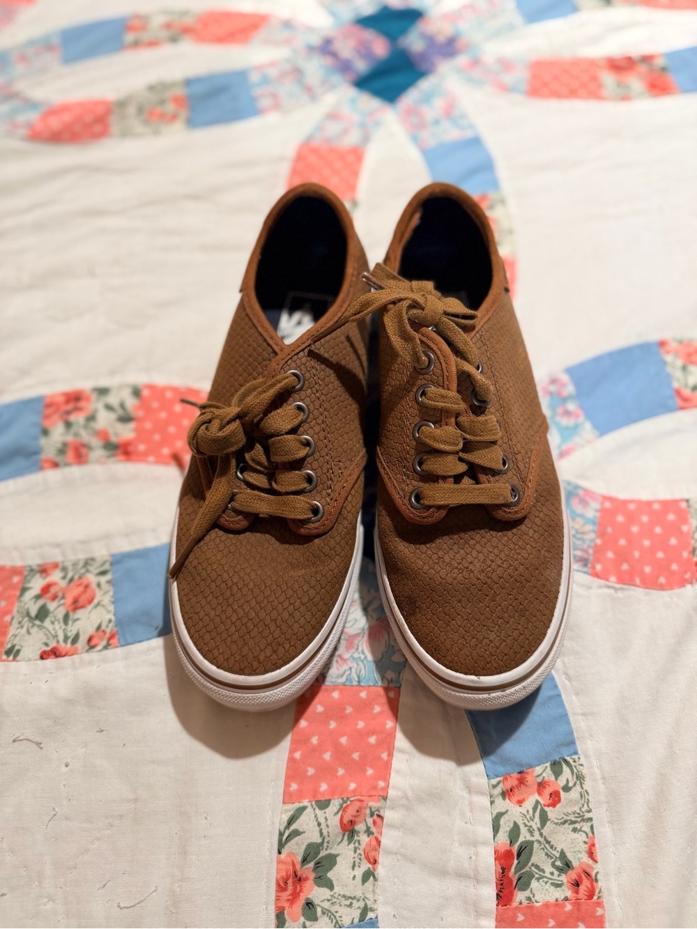 Vans Brown Textured Low-Top Sneakers